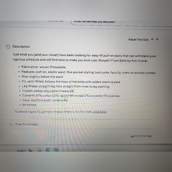 Belle by Kim Gravel *Distressed Pull on Jeans. - Picture 5 of 9